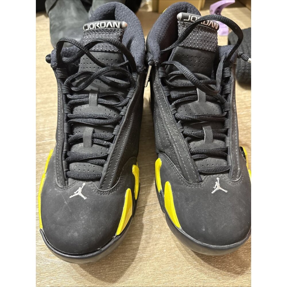 AIR JORDAN 14 XIV RETRO USED SIZE 8.5 THUNDER BLACK VIBRANT YELLOW 487471 070